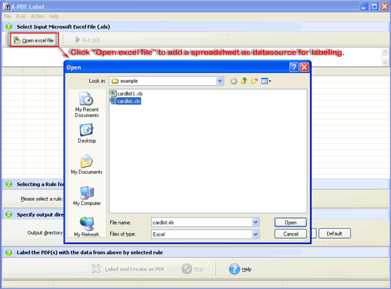 a-pdf label open excel